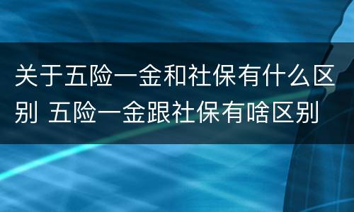 关于五险一金和社保有什么区别 五险一金跟社保有啥区别