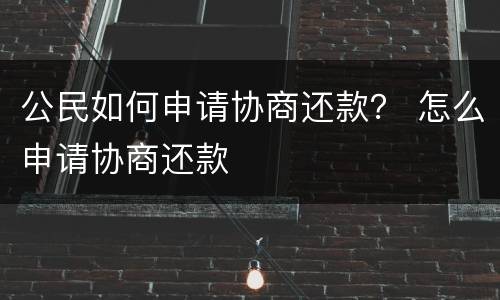 公民如何申请协商还款？ 怎么申请协商还款