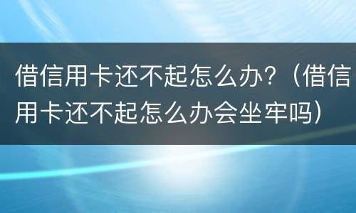 借信用卡还不起怎么办?（借信用卡还不起怎么办会坐牢吗）