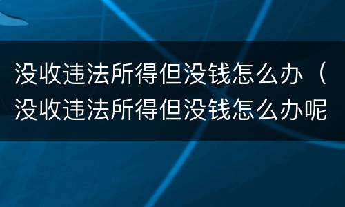 没收违法所得但没钱怎么办（没收违法所得但没钱怎么办呢）