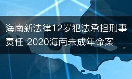 海南新法律12岁犯法承担刑事责任 2020海南未成年命案