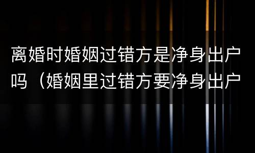 离婚时婚姻过错方是净身出户吗（婚姻里过错方要净身出户吗）