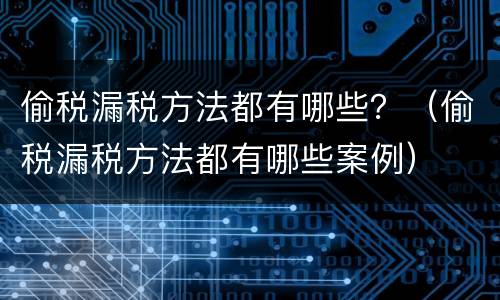 偷税漏税方法都有哪些？（偷税漏税方法都有哪些案例）