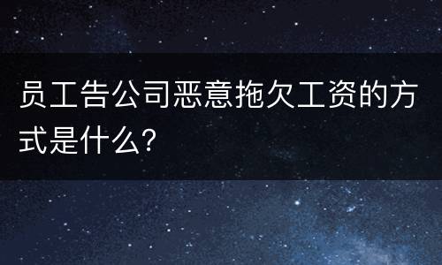 员工告公司恶意拖欠工资的方式是什么？