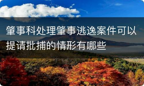 肇事科处理肇事逃逸案件可以提请批捕的情形有哪些