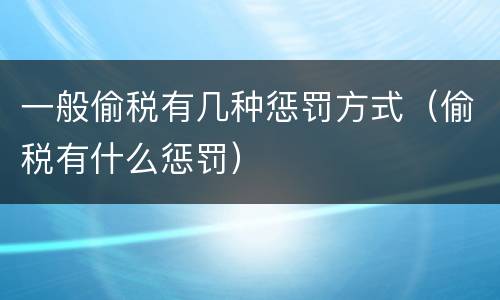 一般偷税有几种惩罚方式（偷税有什么惩罚）