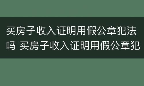 买房子收入证明用假公章犯法吗 买房子收入证明用假公章犯法吗