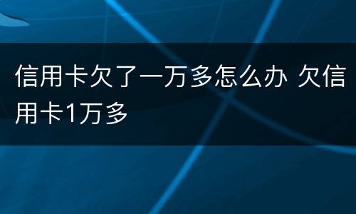 信用卡欠了一万多怎么办 欠信用卡1万多