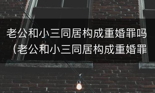 老公和小三同居构成重婚罪吗（老公和小三同居构成重婚罪吗判多少年）