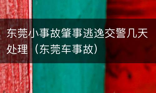 东莞小事故肇事逃逸交警几天处理（东莞车事故）