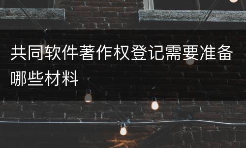 共同软件著作权登记需要准备哪些材料