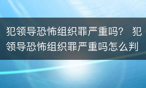 犯领导恐怖组织罪严重吗？ 犯领导恐怖组织罪严重吗怎么判