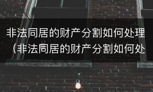 非法同居的财产分割如何处理（非法同居的财产分割如何处理呢）