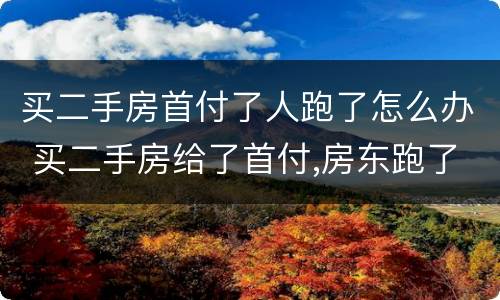 买二手房首付了人跑了怎么办 买二手房给了首付,房东跑了怎么办