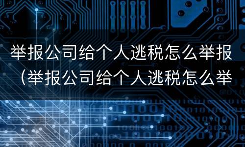 举报公司给个人逃税怎么举报（举报公司给个人逃税怎么举报电话）