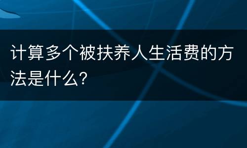 计算多个被扶养人生活费的方法是什么？