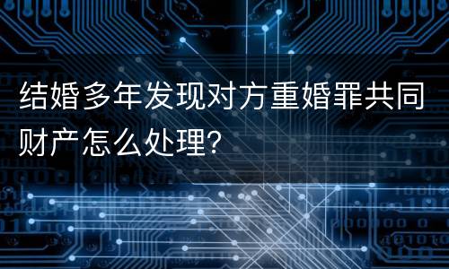 结婚多年发现对方重婚罪共同财产怎么处理？