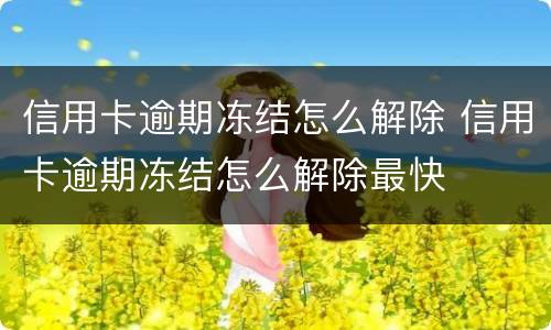 信用卡逾期冻结怎么解除 信用卡逾期冻结怎么解除最快