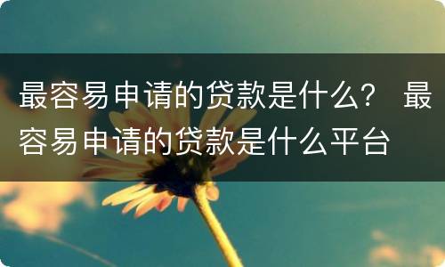 最容易申请的贷款是什么？ 最容易申请的贷款是什么平台