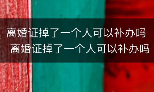 离婚证掉了一个人可以补办吗 离婚证掉了一个人可以补办吗