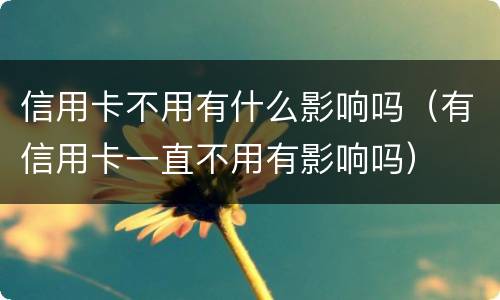 信用卡不用有什么影响吗（有信用卡一直不用有影响吗）