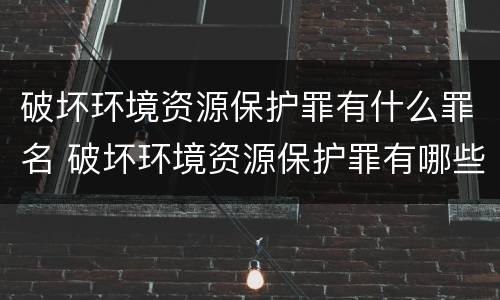 破坏环境资源保护罪有什么罪名 破坏环境资源保护罪有哪些