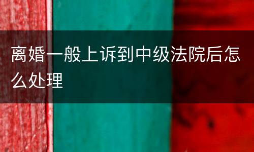 离婚一般上诉到中级法院后怎么处理