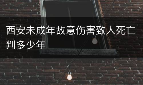 西安未成年故意伤害致人死亡判多少年