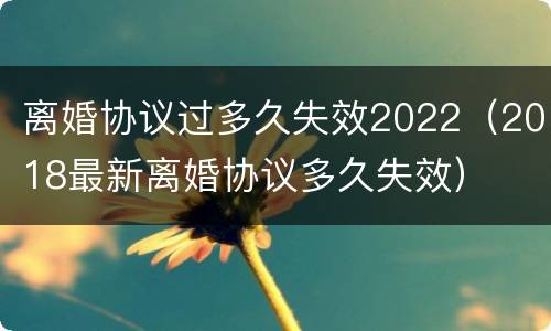 离婚协议过多久失效2022（2018最新离婚协议多久失效）