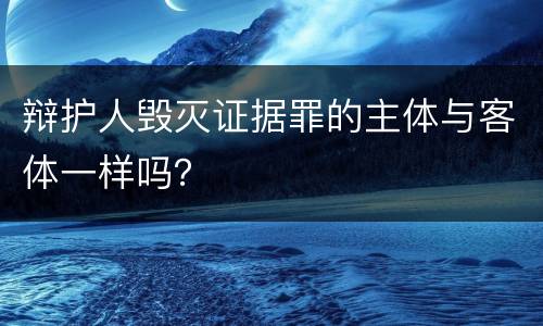 辩护人毁灭证据罪的主体与客体一样吗？