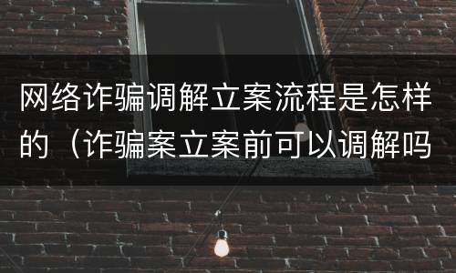 网络诈骗调解立案流程是怎样的（诈骗案立案前可以调解吗?）