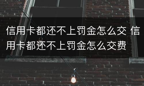 信用卡都还不上罚金怎么交 信用卡都还不上罚金怎么交费