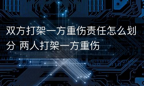 双方打架一方重伤责任怎么划分 两人打架一方重伤