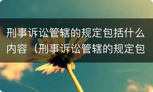 刑事诉讼管辖的规定包括什么内容（刑事诉讼管辖的规定包括什么内容呢）