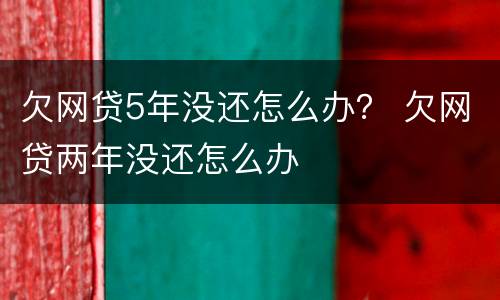 欠网贷5年没还怎么办？ 欠网贷两年没还怎么办