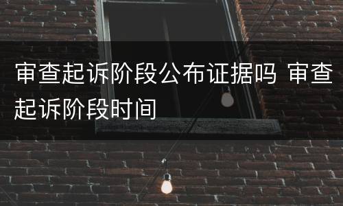 审查起诉阶段公布证据吗 审查起诉阶段时间