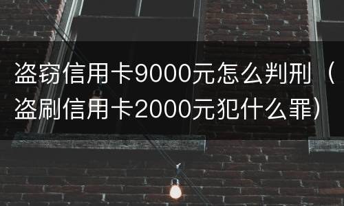 盗窃信用卡9000元怎么判刑（盗刷信用卡2000元犯什么罪）