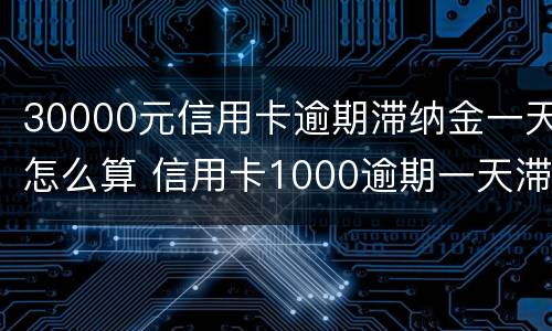 30000元信用卡逾期滞纳金一天怎么算 信用卡1000逾期一天滞纳金多少