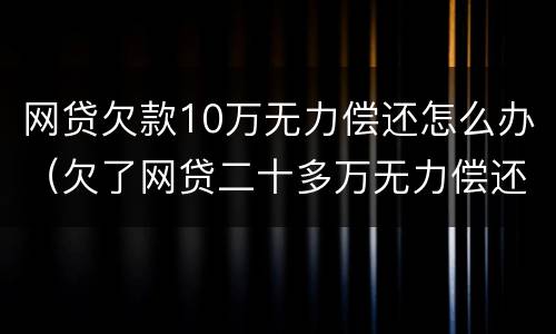 网贷欠款10万无力偿还怎么办（欠了网贷二十多万无力偿还怎么解决）