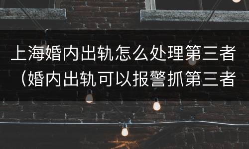 上海婚内出轨怎么处理第三者（婚内出轨可以报警抓第三者吗）