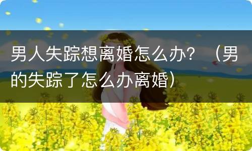 男人失踪想离婚怎么办？（男的失踪了怎么办离婚）