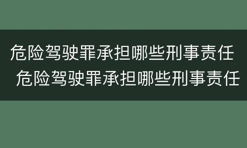 危险驾驶罪承担哪些刑事责任 危险驾驶罪承担哪些刑事责任
