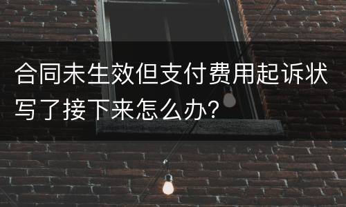 合同未生效但支付费用起诉状写了接下来怎么办？