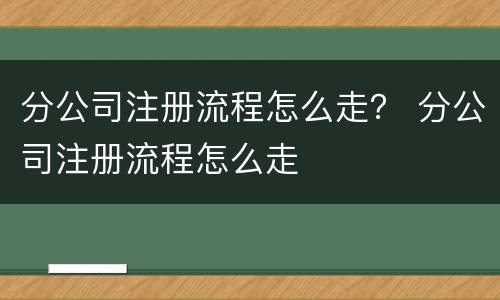 分公司注册流程怎么走？ 分公司注册流程怎么走