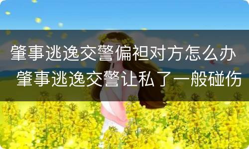 肇事逃逸交警偏袒对方怎么办 肇事逃逸交警让私了一般碰伤赔多少钱