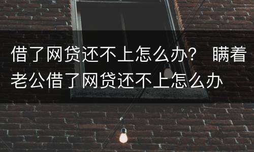 借了网贷还不上怎么办？ 瞒着老公借了网贷还不上怎么办