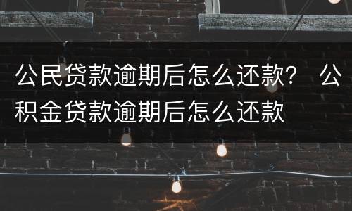 公民贷款逾期后怎么还款？ 公积金贷款逾期后怎么还款