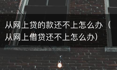 从网上贷的款还不上怎么办（从网上借贷还不上怎么办）