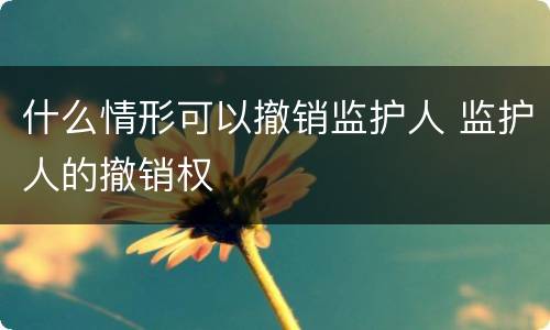 什么情形可以撤销监护人 监护人的撤销权
