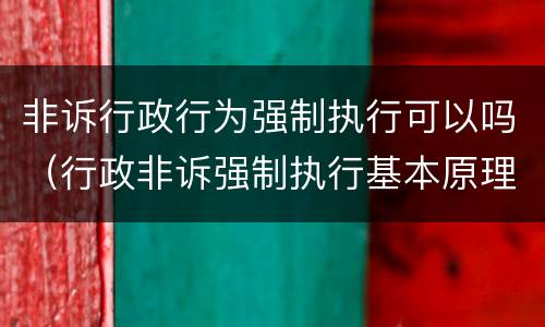 非诉行政行为强制执行可以吗（行政非诉强制执行基本原理与实务操作）